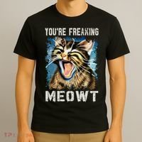 You're Freaking Meowt! Funny Cat Lover Vintage Cat Meow Meme T-Shirt thumb 3