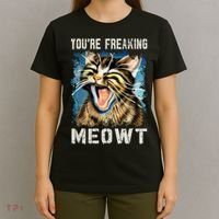 You're Freaking Meowt! Funny Cat Lover Vintage Cat Meow Meme T-Shirt thumb 4