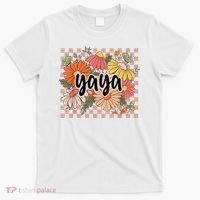Yaya Floral Mother's Day Wildflower Girl Checkered T-Shirt thumb 0