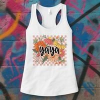 Yaya Floral Mother's Day Wildflower Girl Checkered Women's Tank Top thumb 3