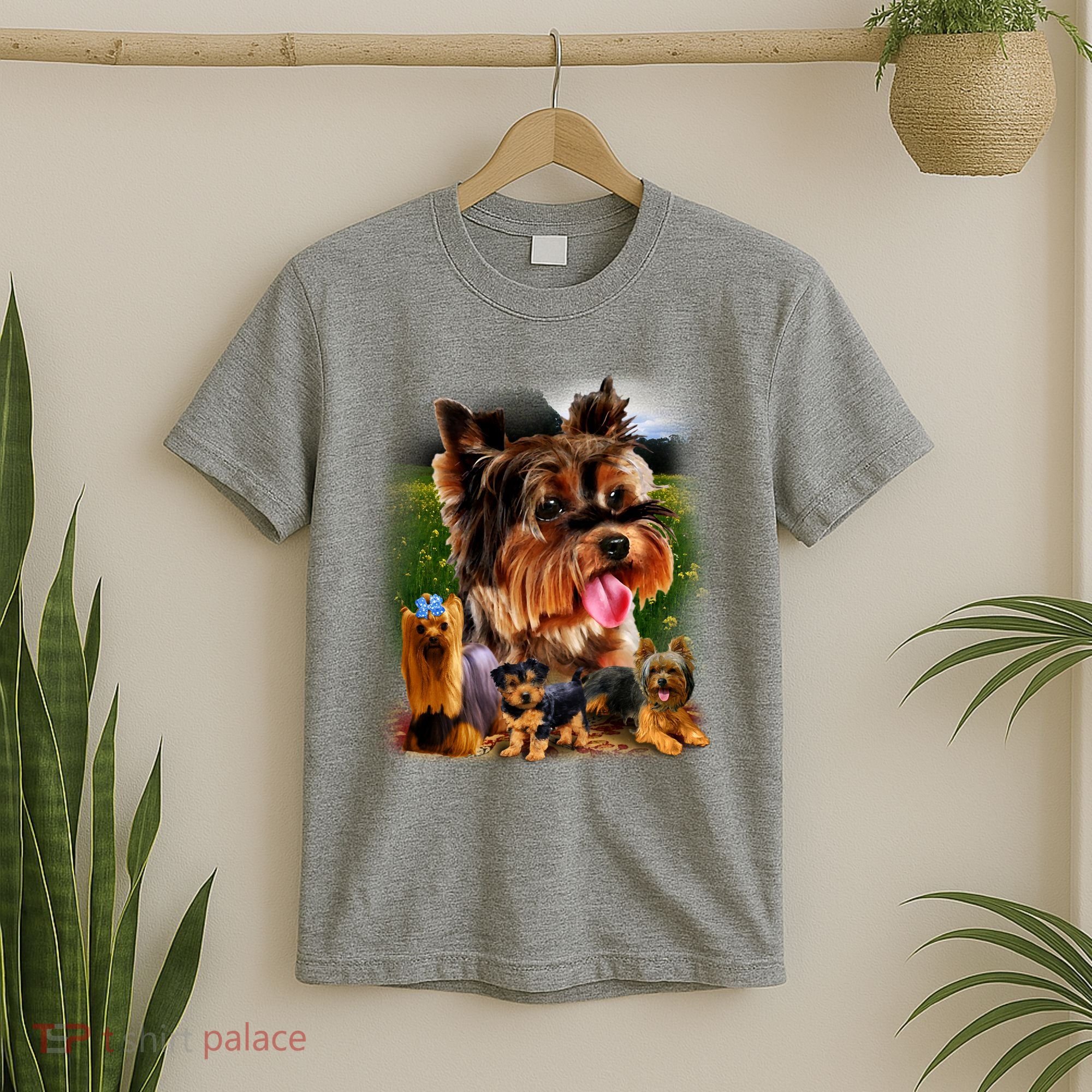 Yorkie Family Of Dogs Portrait T-Shirt
