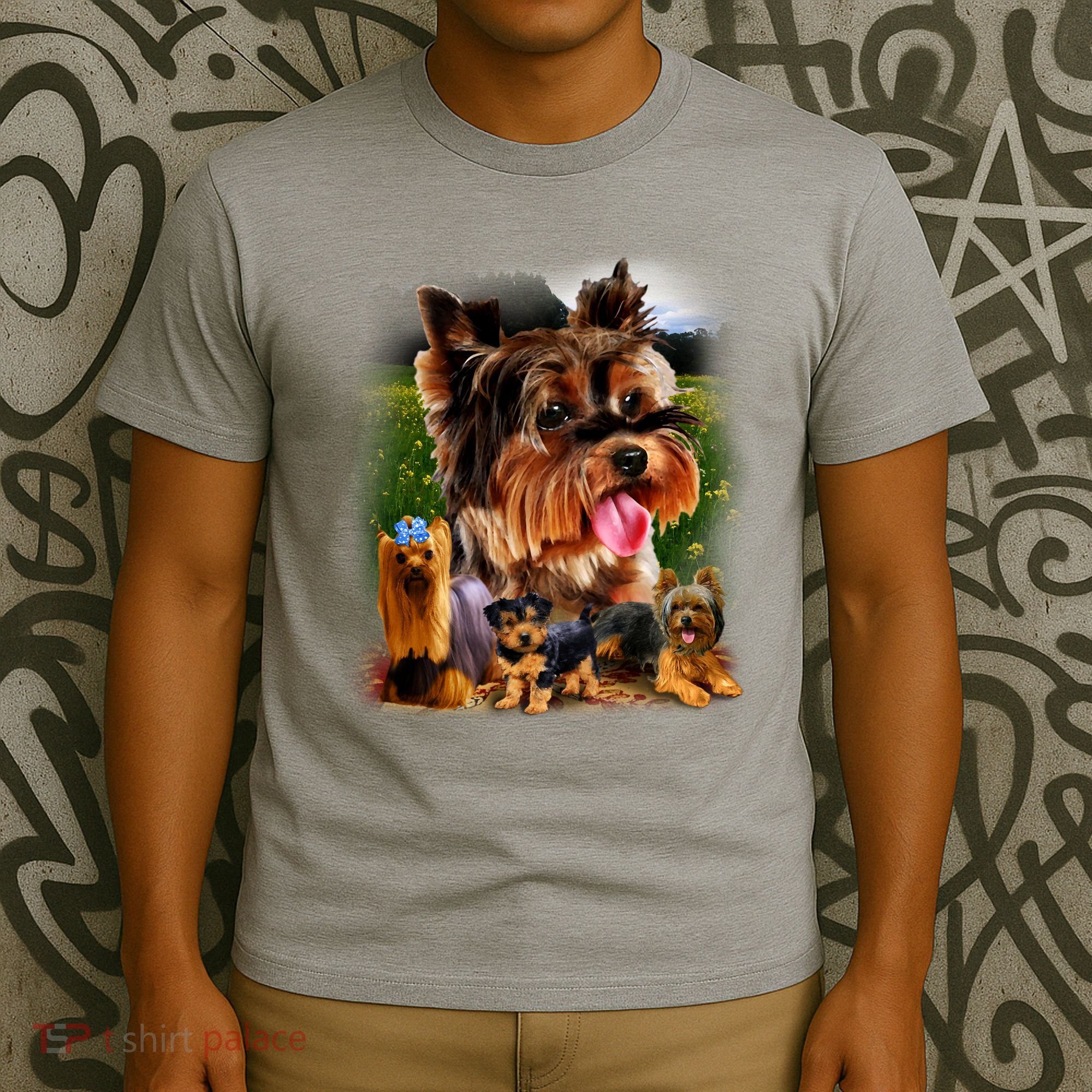 Yorkie Family Of Dogs Portrait T-Shirt