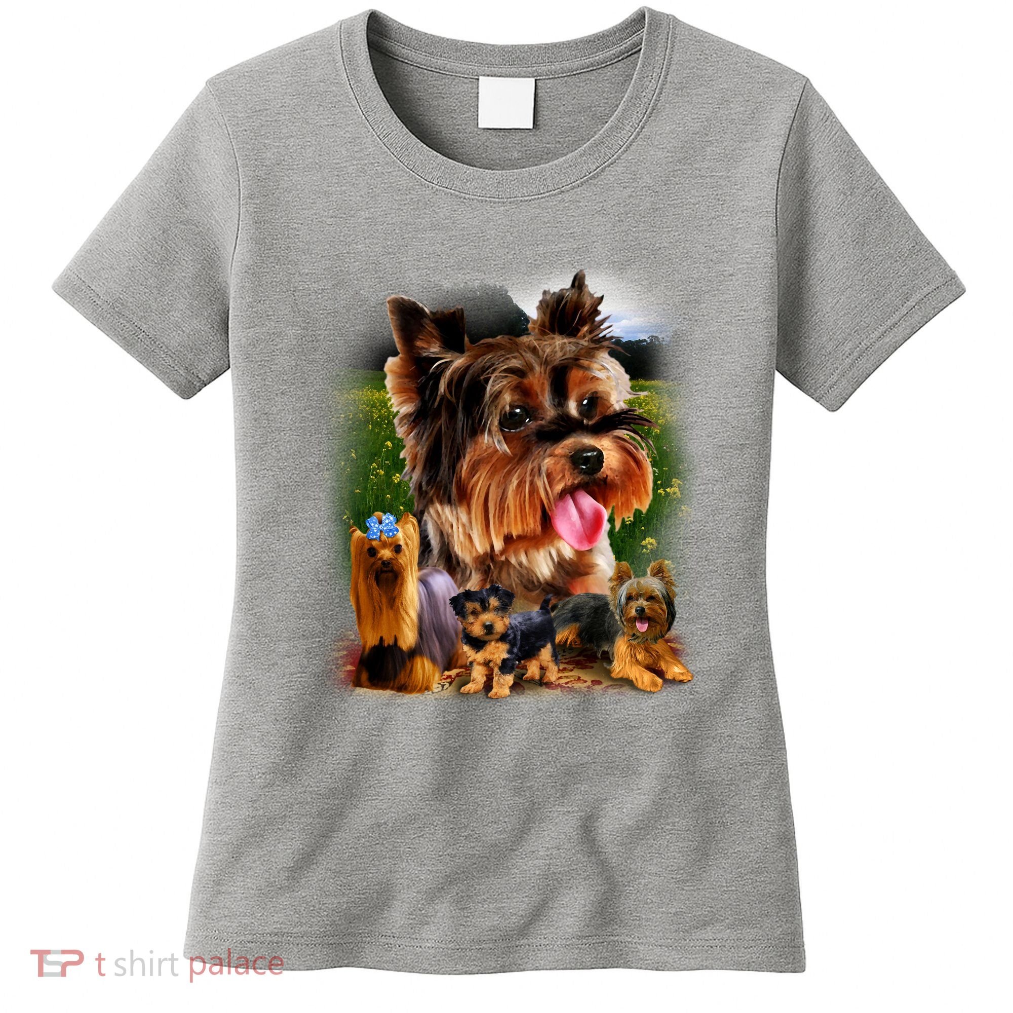 Yorkie Family Of Dogs Portrait Women's T-Shirt