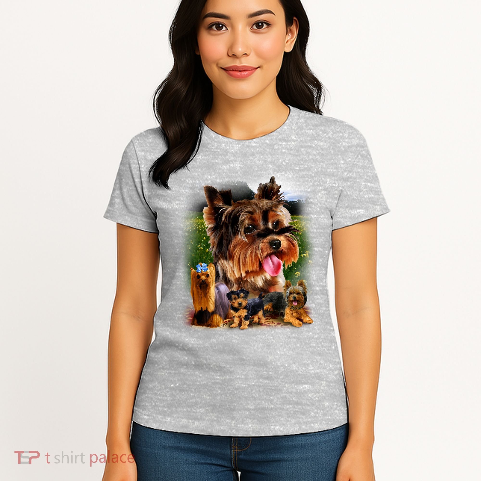 Yorkie Family Of Dogs Portrait Women's T-Shirt