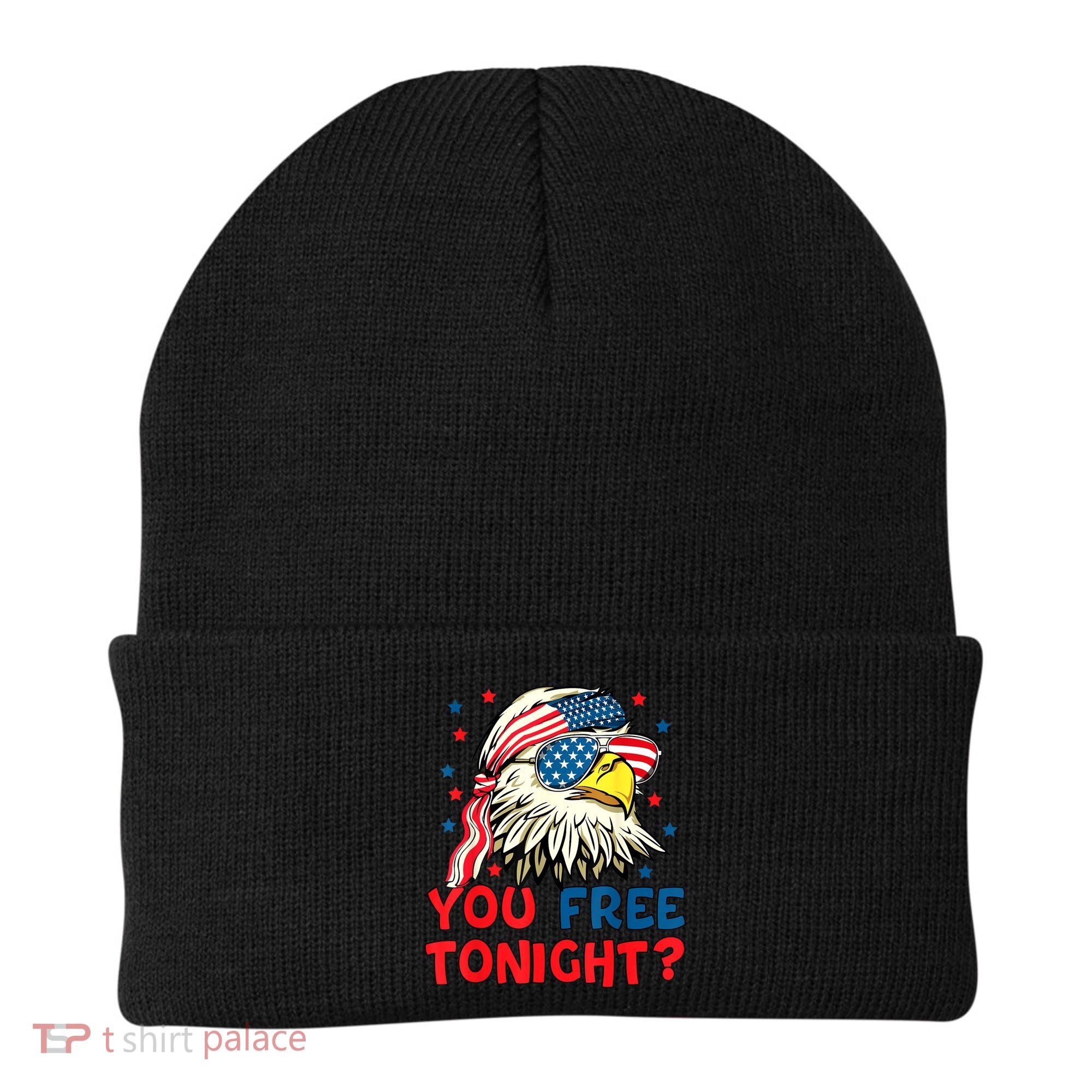 You Free Tonight Bald Eagle Mullet American Flag 4th Of July Beanie