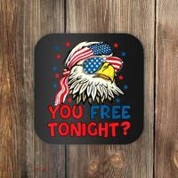 You Free Tonight Bald Eagle Mullet American Flag 4th Of July Coaster thumb 0