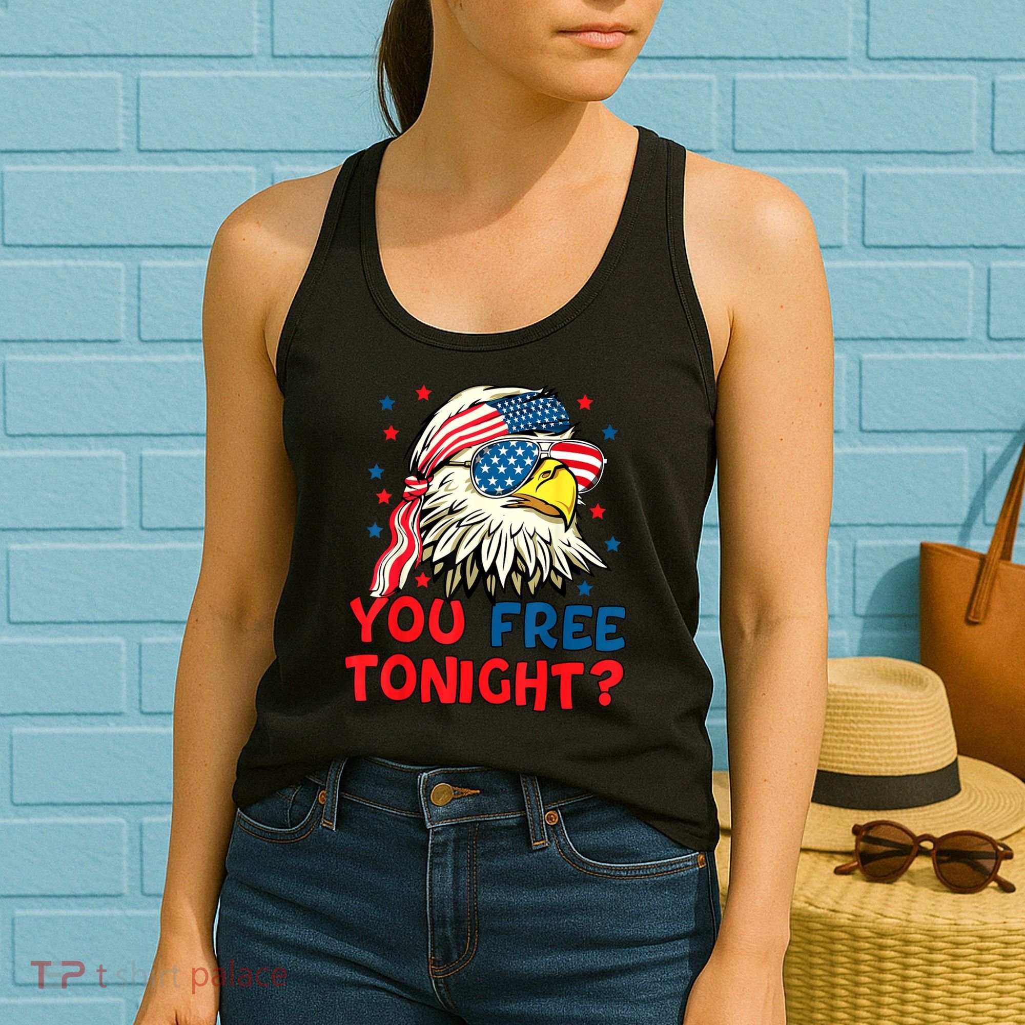You Free Tonight Bald Eagle Mullet American Flag 4th Of July Women's Tank Top