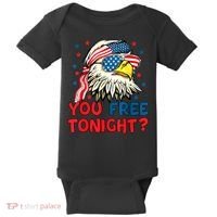 You Free Tonight Bald Eagle Mullet American Flag 4th Of July Baby Bodysuit thumb 0