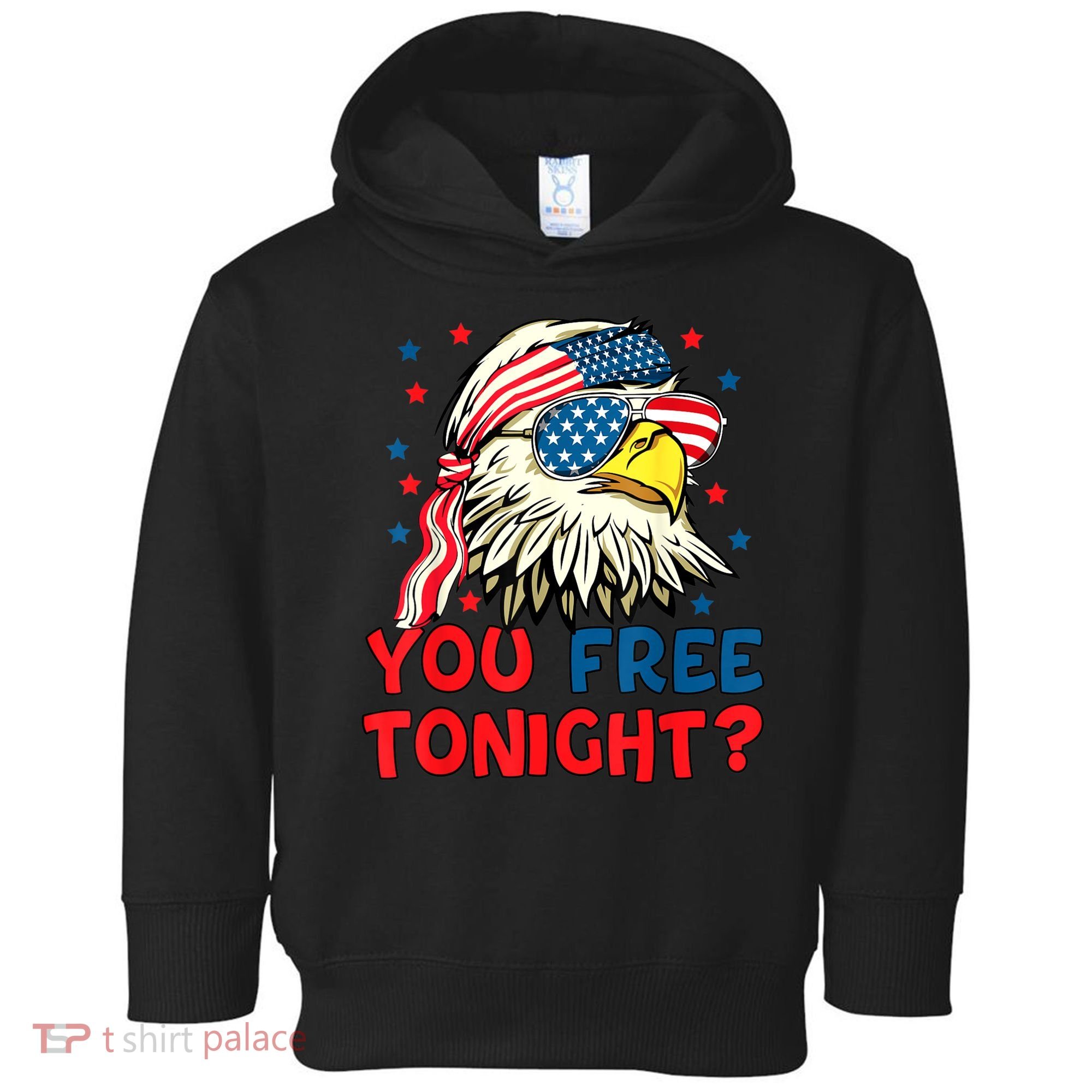 You Free Tonight Bald Eagle Mullet American Flag 4th Of July Toddler Hoodie