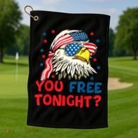 You Free Tonight Bald Eagle Mullet American Flag 4th Of July Golf Towel thumb 1