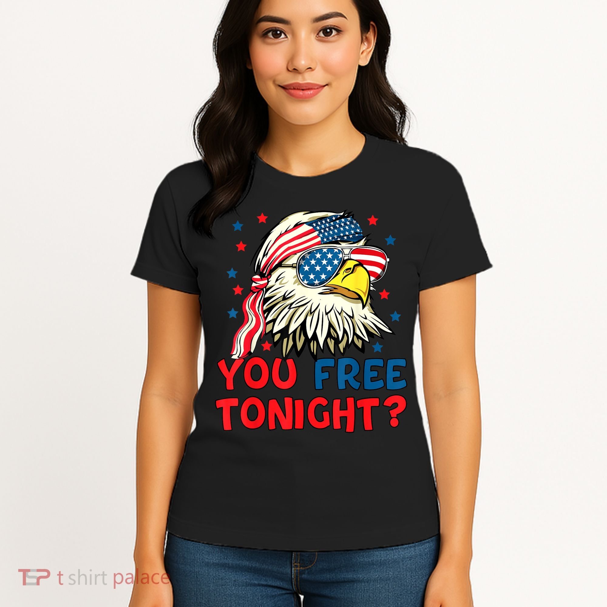 You Free Tonight Bald Eagle Mullet American Flag 4th Of July Women's T-Shirt