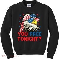 You Free Tonight Bald Eagle Mullet American Flag 4th Of July Kids Sweatshirt thumb 0