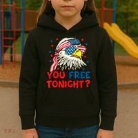 You Free Tonight Bald Eagle Mullet American Flag 4th Of July Kids Hoodie thumb 3