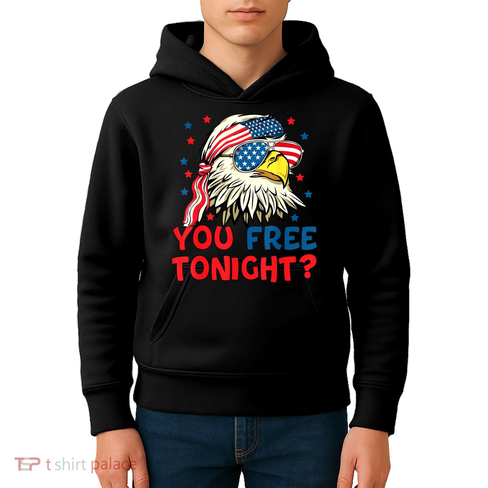 You Free Tonight Bald Eagle Mullet American Flag 4th Of July Kids Hoodie