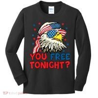 You Free Tonight Bald Eagle Mullet American Flag 4th Of July Kids Long Sleeve Shirt thumb 0
