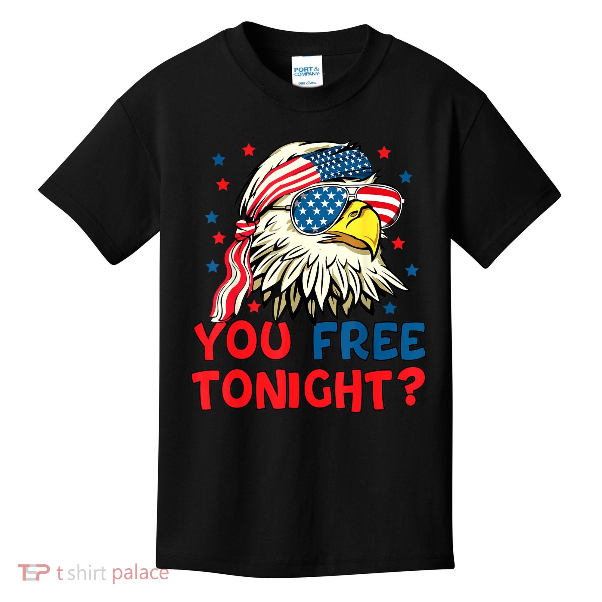 You Free Tonight Bald Eagle Mullet American Flag 4th Of July Kids T-Shirt