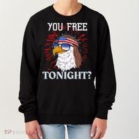 You Free Tonight Bald Eagle Mullet American Flag 4th Of July Women's Sweatshirt thumb 0