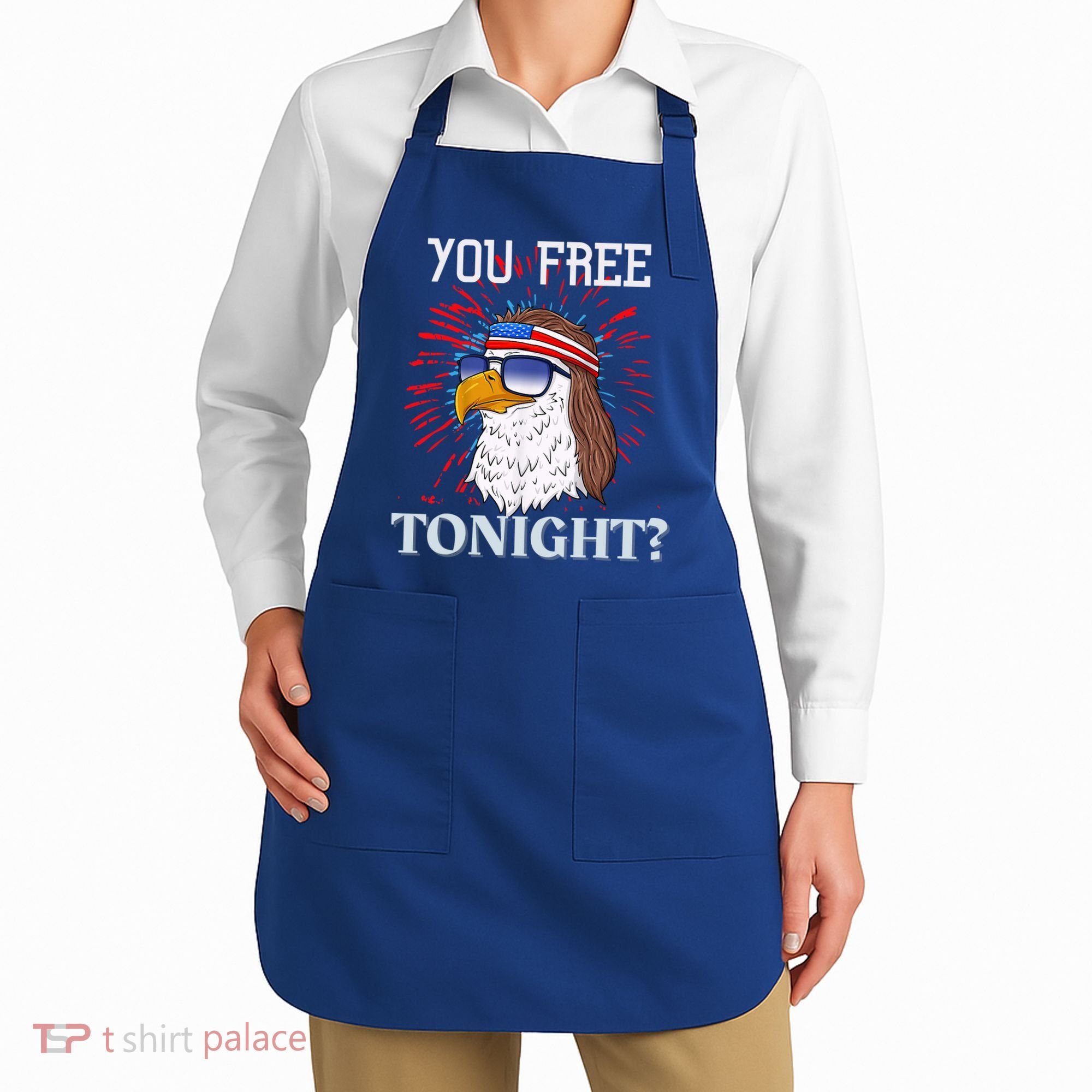 You Free Tonight Bald Eagle Mullet American Flag 4th Of July Apron