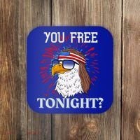 You Free Tonight Bald Eagle Mullet American Flag 4th Of July Coaster thumb 0