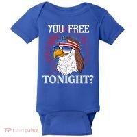 You Free Tonight Bald Eagle Mullet American Flag 4th Of July Baby Bodysuit thumb 0