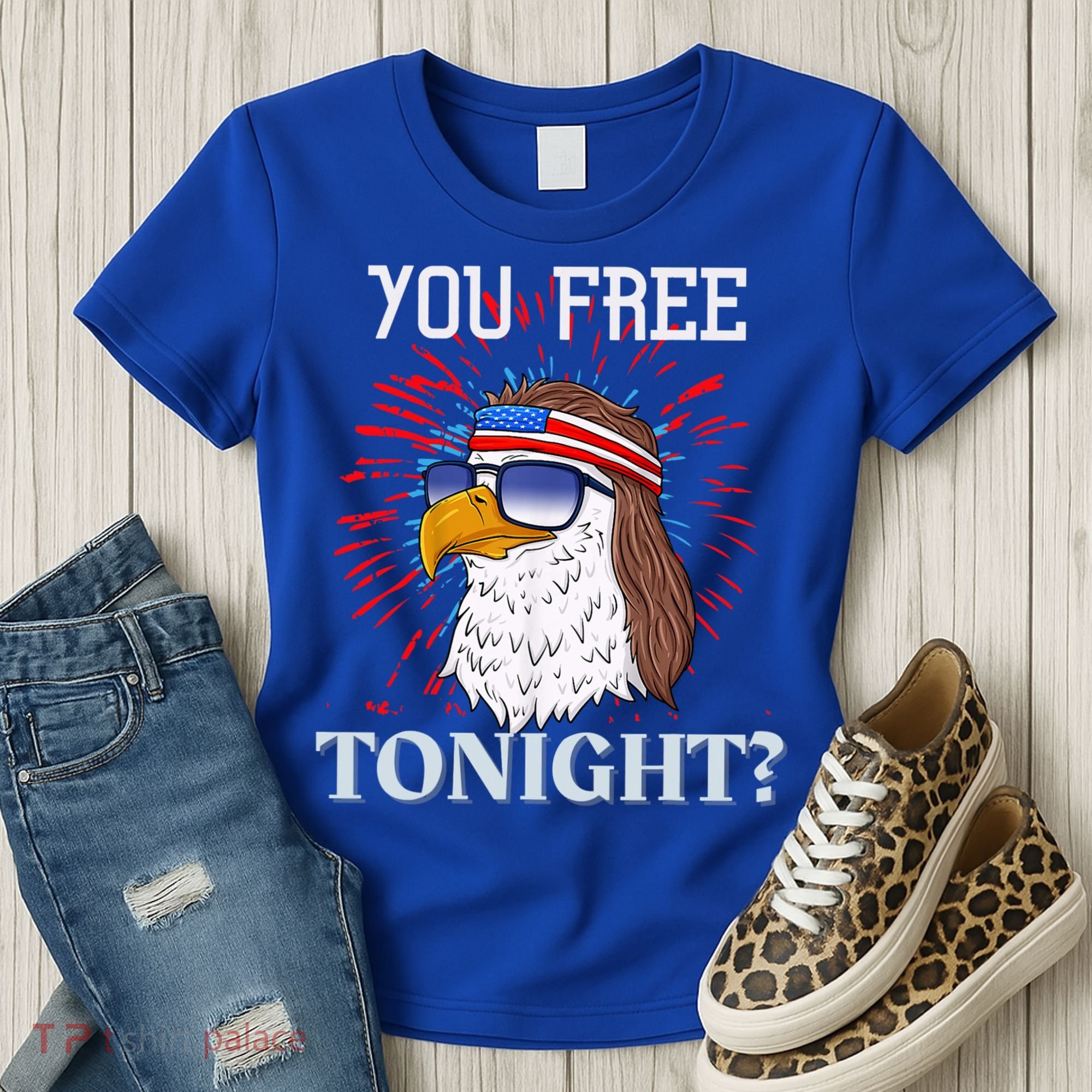 You Free Tonight Bald Eagle Mullet American Flag 4th Of July Women's T-Shirt