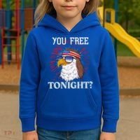 You Free Tonight Bald Eagle Mullet American Flag 4th Of July Kids Hoodie thumb 3