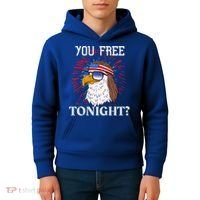 You Free Tonight Bald Eagle Mullet American Flag 4th Of July Kids Hoodie thumb 4