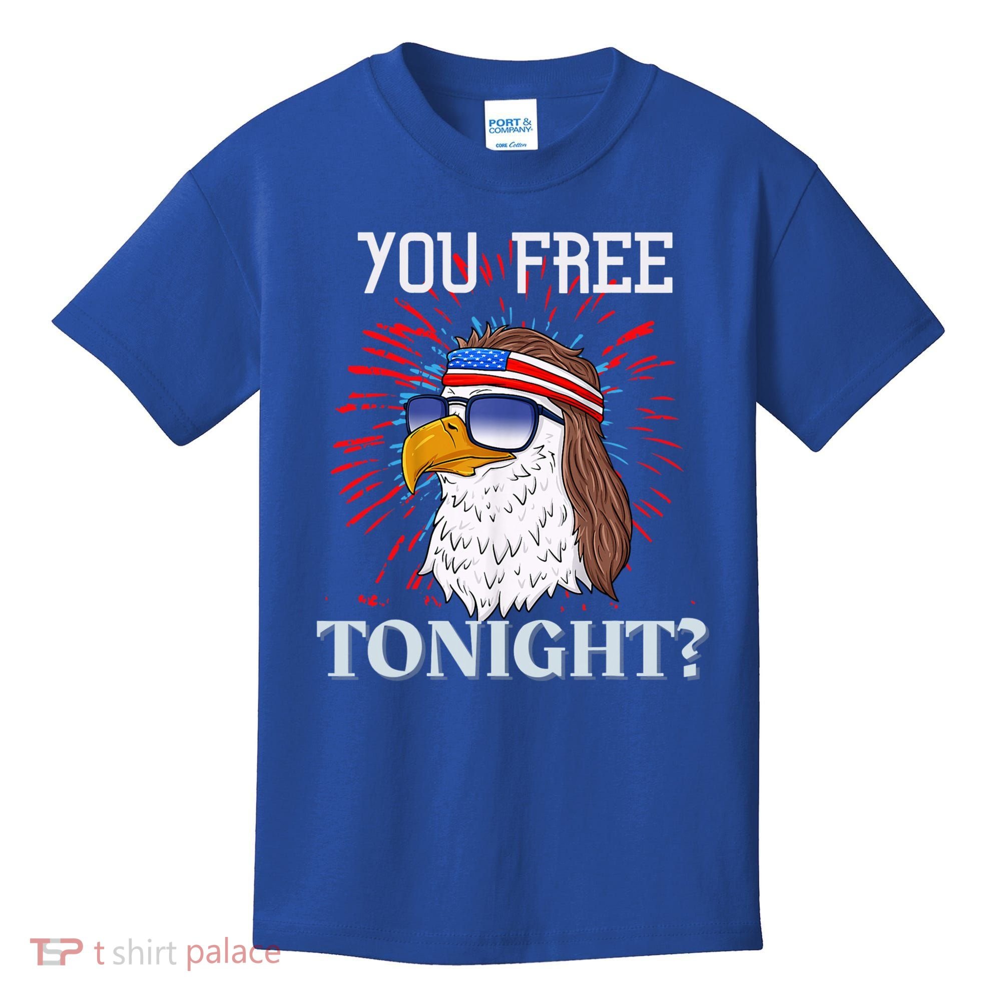 You Free Tonight Bald Eagle Mullet American Flag 4th Of July Kids T-Shirt