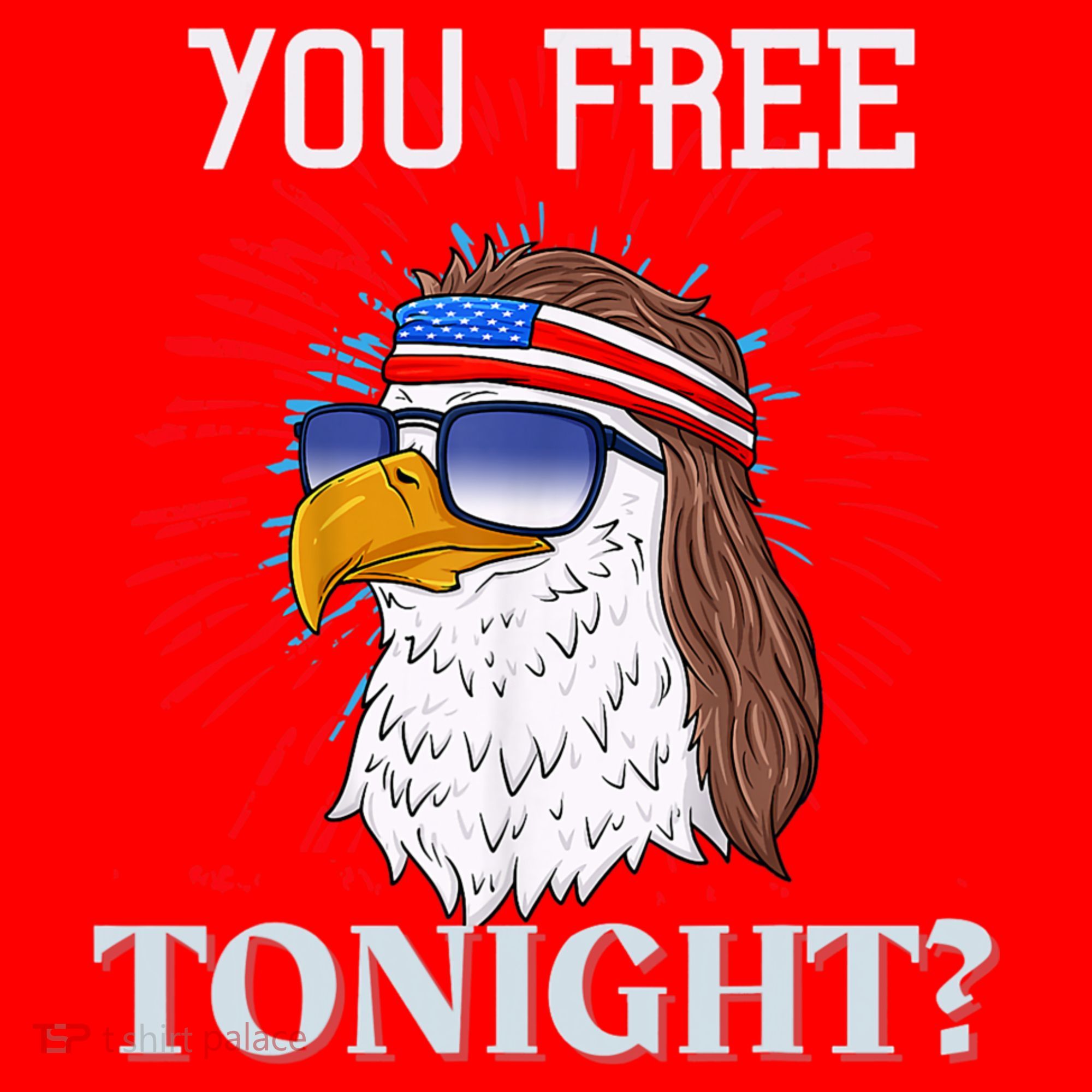 You Free Tonight Bald Eagle Mullet American Flag 4th Of July Santa Hat