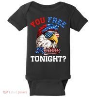 You Free Tonight Usa Flag Bald Eagle 4th Of July Baby Bodysuit thumb 0