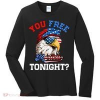 You Free Tonight Usa Flag Bald Eagle 4th Of July Women's Long Sleeve Shirt thumb 0