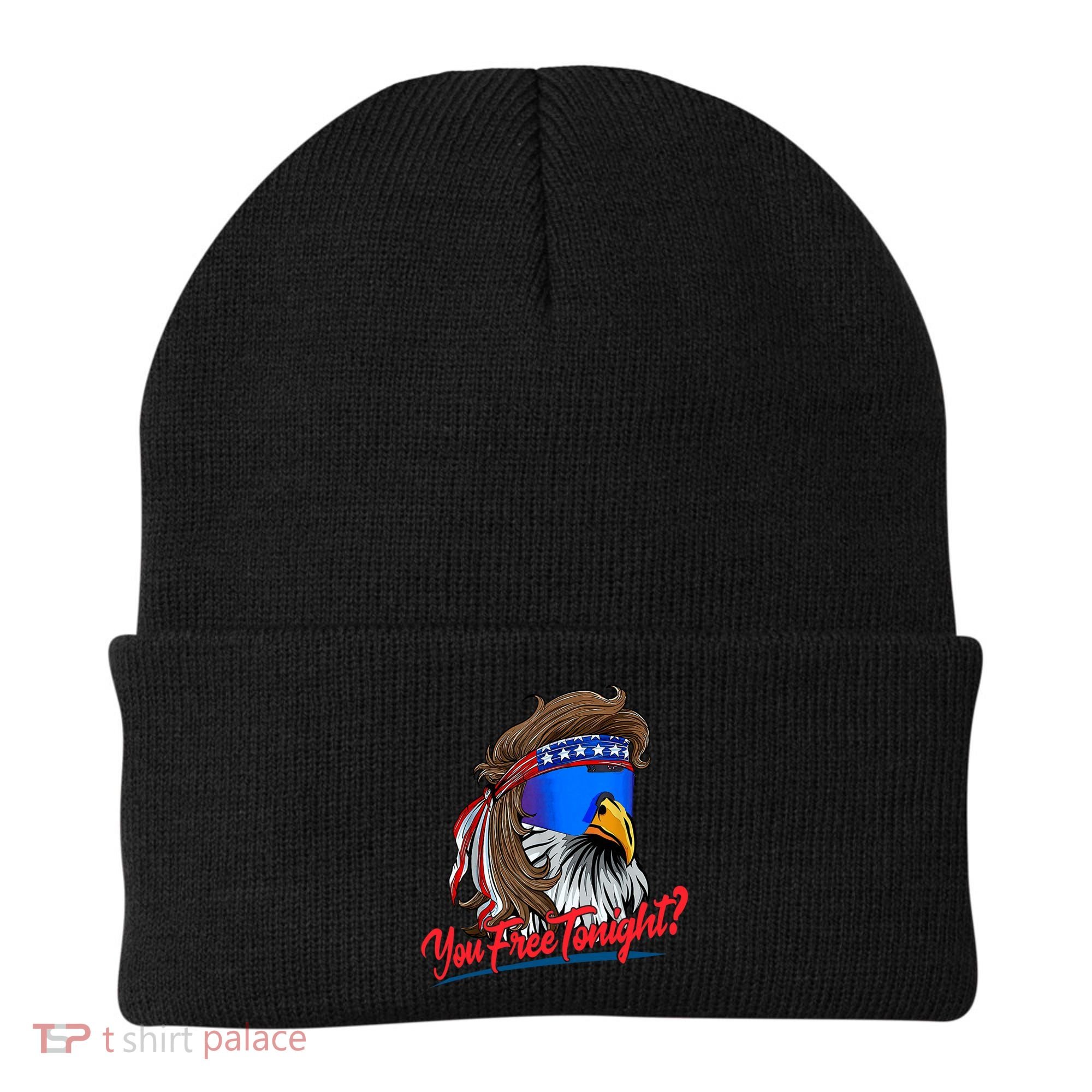 You Free Tonight Bald Eagle Mullet American Flag 4th Of July Beanie