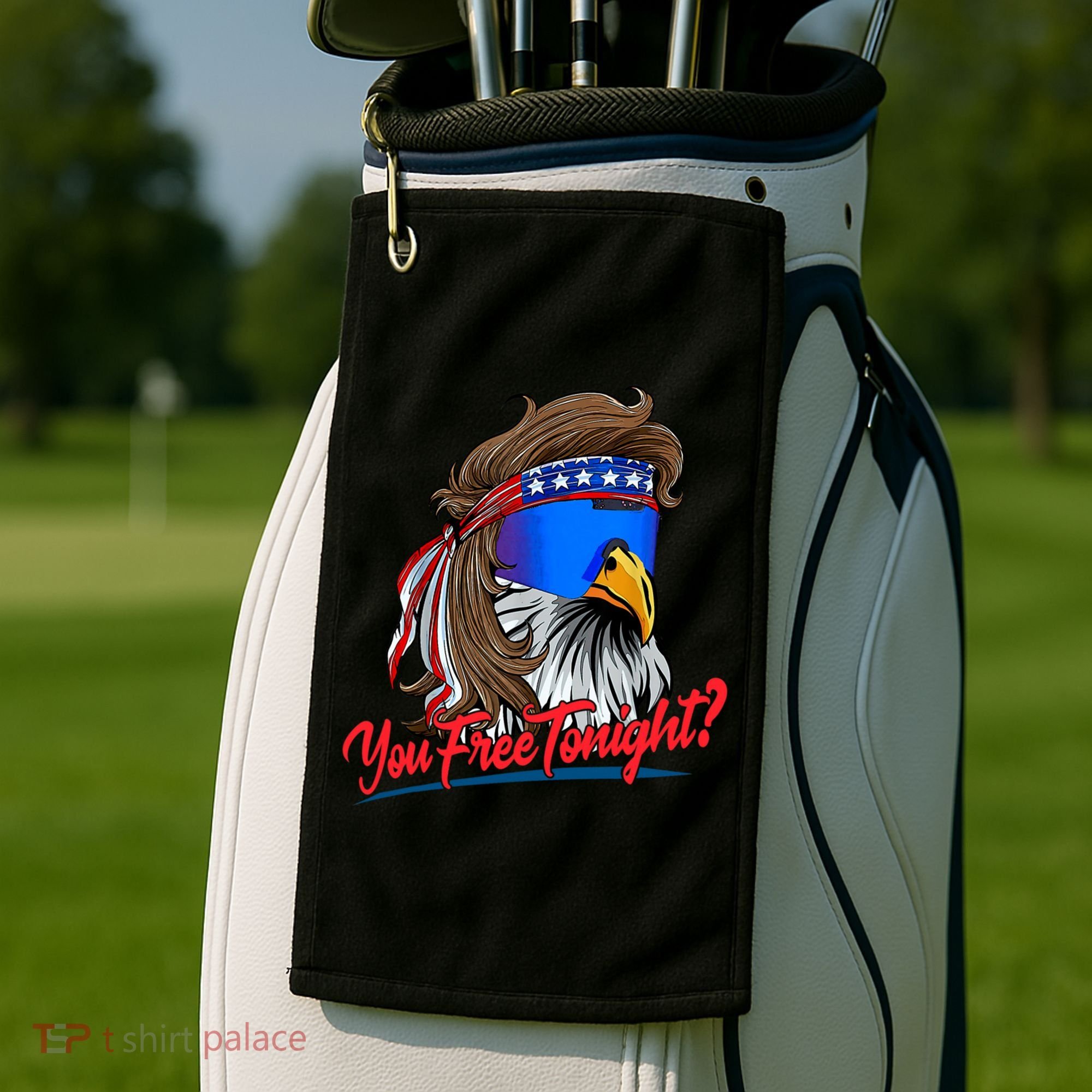 You Free Tonight Bald Eagle Mullet American Flag 4th Of July Golf Towel