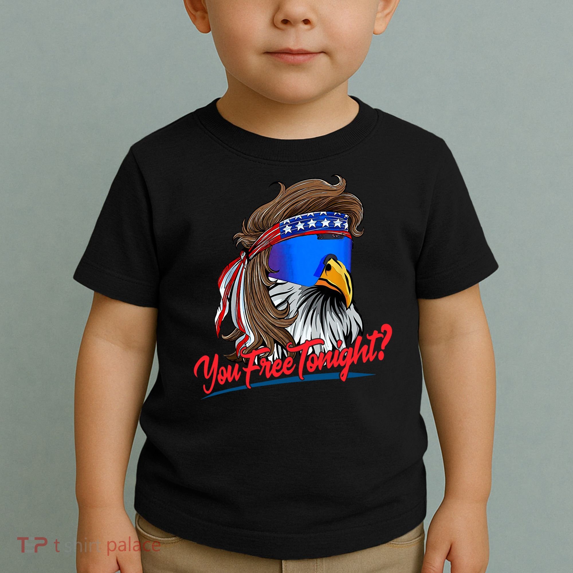 You Free Tonight Bald Eagle Mullet American Flag 4th Of July Toddler T-Shirt