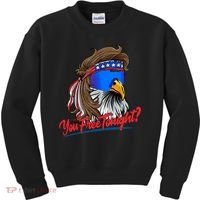 You Free Tonight Bald Eagle Mullet American Flag 4th Of July Kids Sweatshirt thumb 0