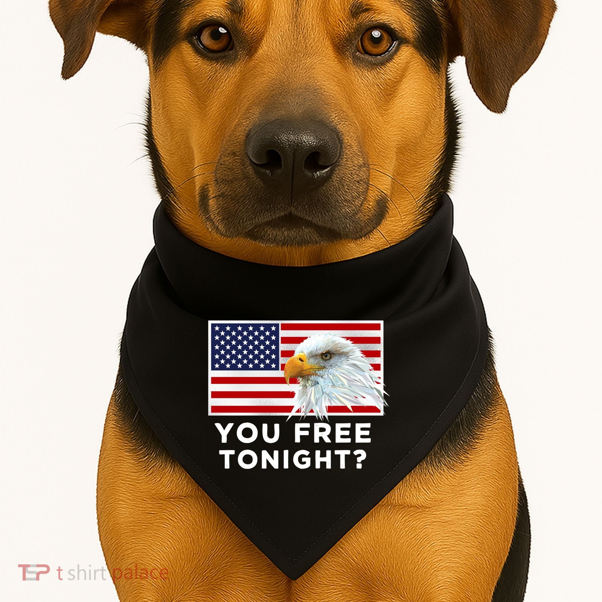 You Free Tonight? American Flag Bald Eagle Patriotic Usa Gift USA-Made Doggie Bandana