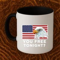 You Free Tonight? American Flag Bald Eagle Patriotic Usa Gift Coffee Mug thumb 2