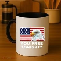 You Free Tonight? American Flag Bald Eagle Patriotic Usa Gift Coffee Mug thumb 4