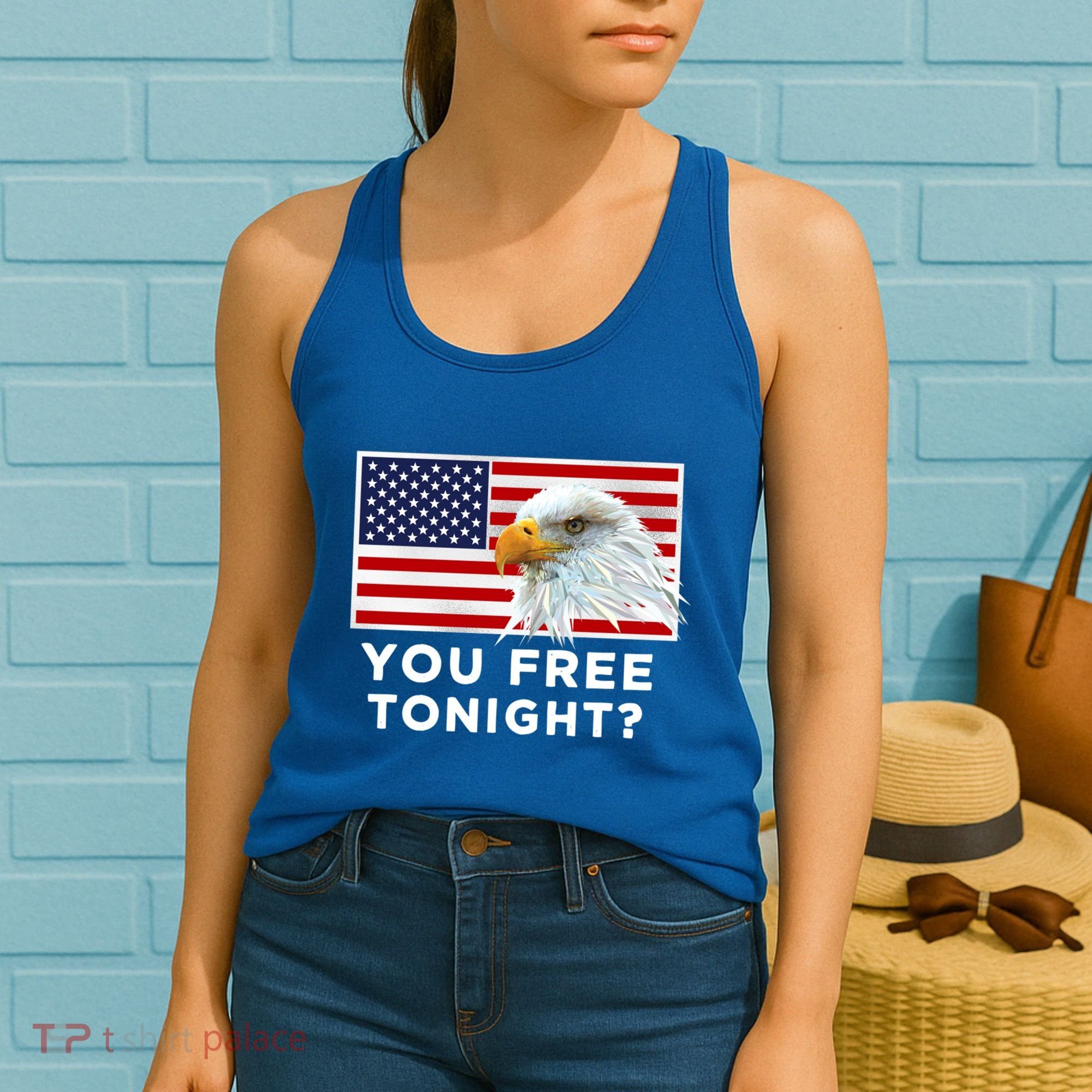 You Free Tonight? American Flag Bald Eagle Patriotic Usa Gift Women's Tank Top