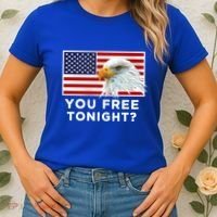 You Free Tonight? American Flag Bald Eagle Patriotic Usa Gift Women's T-Shirt thumb 2