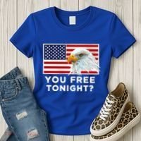 You Free Tonight? American Flag Bald Eagle Patriotic Usa Gift Women's T-Shirt thumb 3