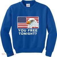 You Free Tonight? American Flag Bald Eagle Patriotic Usa Gift Kids Sweatshirt thumb 0