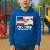You Free Tonight? American Flag Bald Eagle Patriotic Usa Gift Kids Hoodie thumb 2