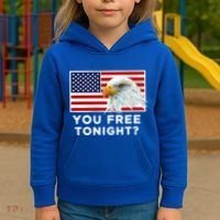 You Free Tonight? American Flag Bald Eagle Patriotic Usa Gift Kids Hoodie thumb 3