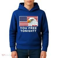 You Free Tonight? American Flag Bald Eagle Patriotic Usa Gift Kids Hoodie thumb 4