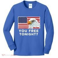 You Free Tonight? American Flag Bald Eagle Patriotic Usa Gift Kids Long Sleeve Shirt thumb 0
