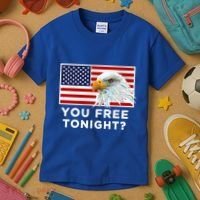 You Free Tonight? American Flag Bald Eagle Patriotic Usa Gift Kids T-Shirt thumb 3