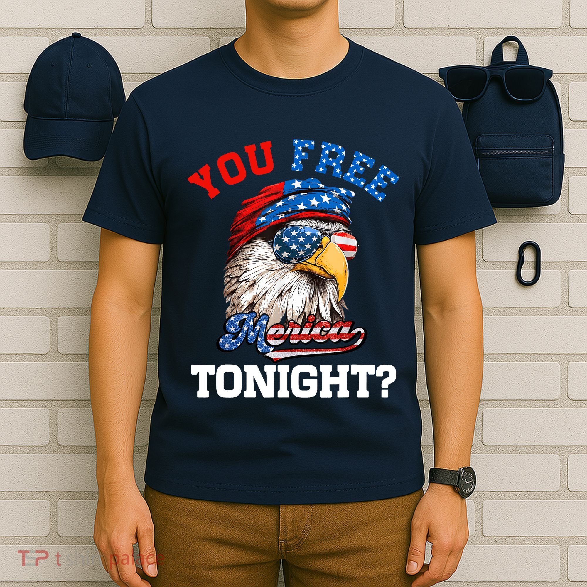 You Free Tonight Usa Flag Bald Eagle 4th Of July T-Shirt