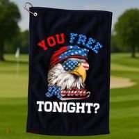 You Free Tonight Usa Flag Bald Eagle 4th Of July Golf Towel thumb 1
