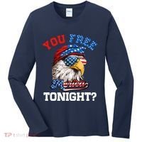 You Free Tonight Usa Flag Bald Eagle 4th Of July Women's Long Sleeve Shirt thumb 0